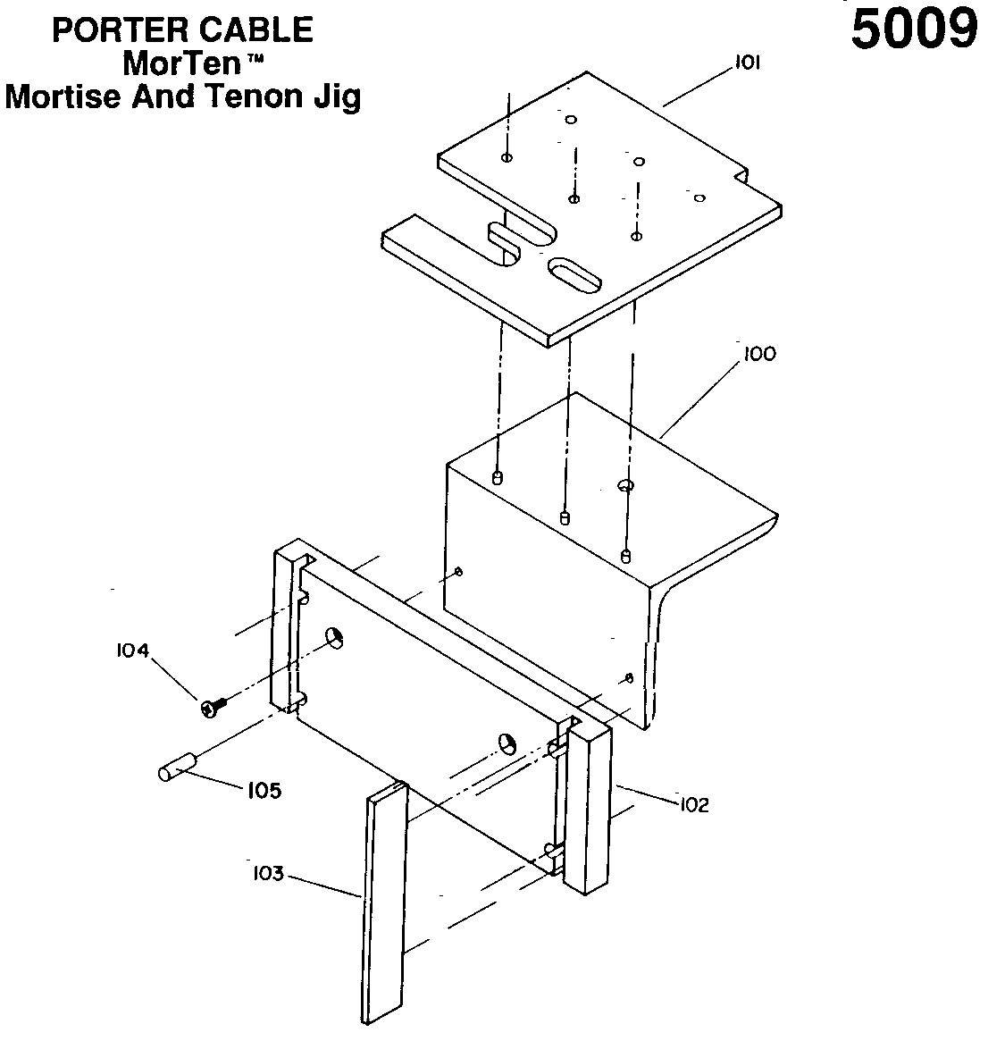 Default Diagram and Parts List for 5009 Type 1 Porter Cable Miscellaneous